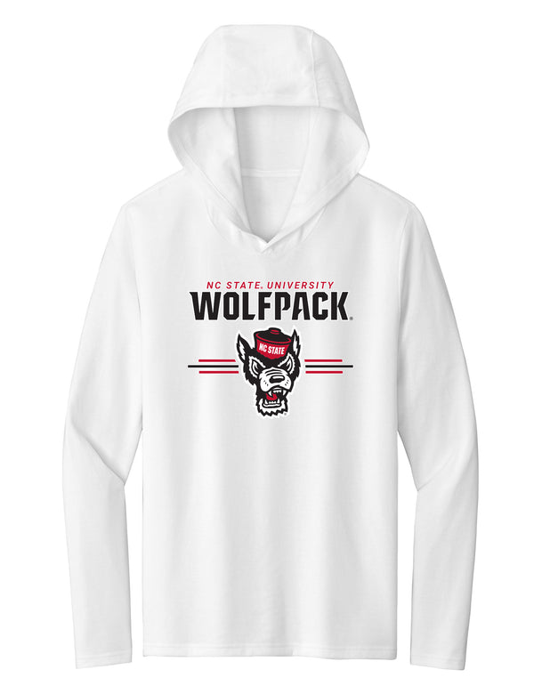 Women's North Carolina State Wolfpack Long Sleeve Hooded Tee Shirt - 3-Stripe Primary Logo