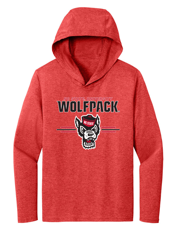 Women's North Carolina State Wolfpack Long Sleeve Hooded Tee Shirt - 3-Stripe Primary Logo