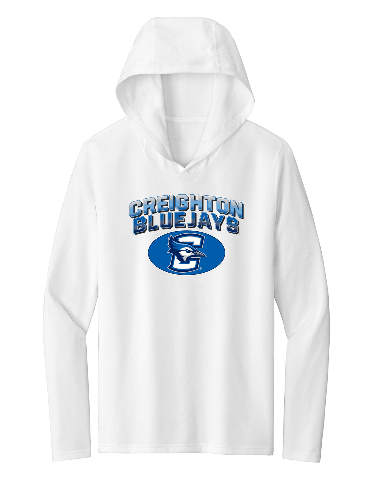 Women's Creighton Bluejays Long Sleeve Hooded Tee Shirt - Full Color Fade Primary Logo Oval