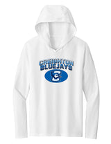 Women's Creighton Bluejays Long Sleeve Hooded Tee Shirt - Full Color Fade Primary Logo Oval