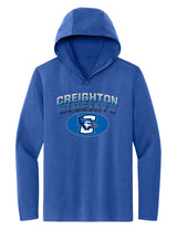 Women's Creighton Bluejays Long Sleeve Hooded Tee Shirt - Full Color Fade Primary Logo Oval