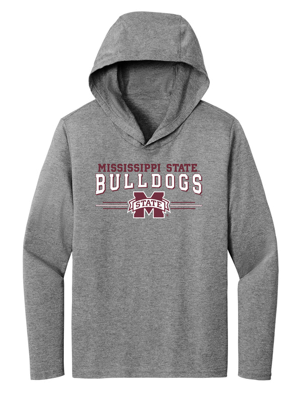 Women's Mississippi State Bulldogs Long Sleeve Hooded Tee Shirt - MSU Bulldogs 3-Stripe