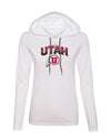 Women's Utah Utes Long Sleeve Hooded Tee Shirt - Full Color Fade Utah Utes Logo