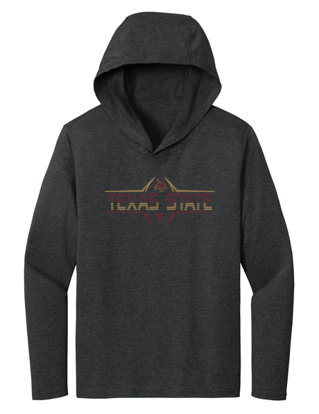 Women's Texas State Bobcats Long Sleeve Hooded Tee Shirt - Striped Texas State Football Laces