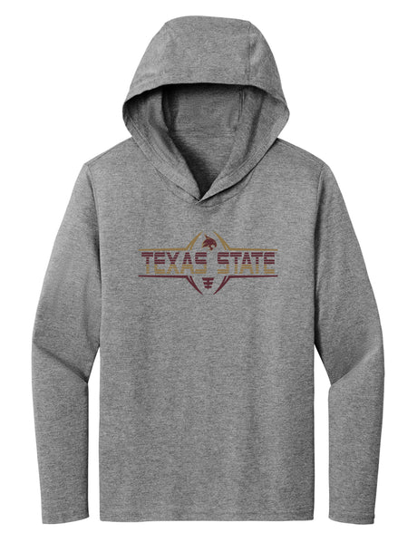 Women's Texas State Bobcats Long Sleeve Hooded Tee Shirt - Striped Texas State Football Laces