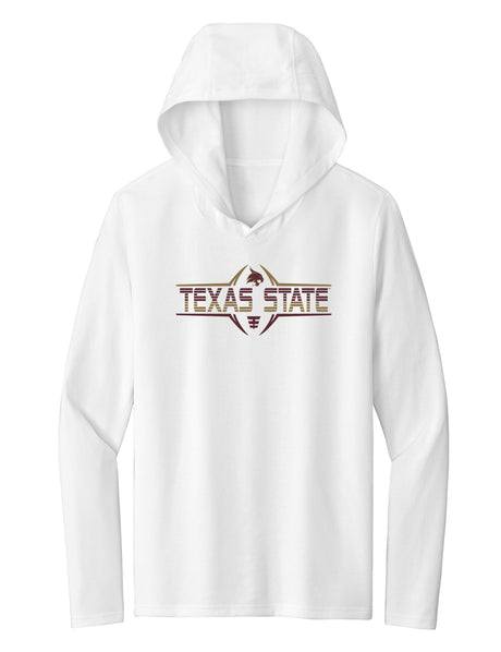Women's Texas State Bobcats Long Sleeve Hooded Tee Shirt - Striped Texas State Football Laces