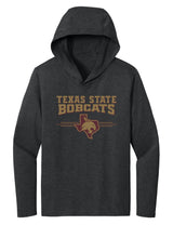Women's Texas State Bobcats Long Sleeve Hooded Tee Shirt - 3 Stripe State Outline Logo