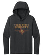 Women's Texas State Bobcats Long Sleeve Hooded Tee Shirt - 3 Stripe State Outline Logo