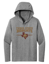 Women's Texas State Bobcats Long Sleeve Hooded Tee Shirt - 3 Stripe State Outline Logo