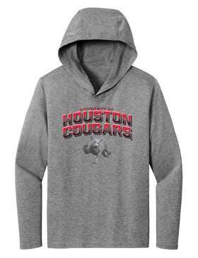 Women's Houston Cougars Long Sleeve Hooded Tee Shirt - Full Color Fade with Cougar