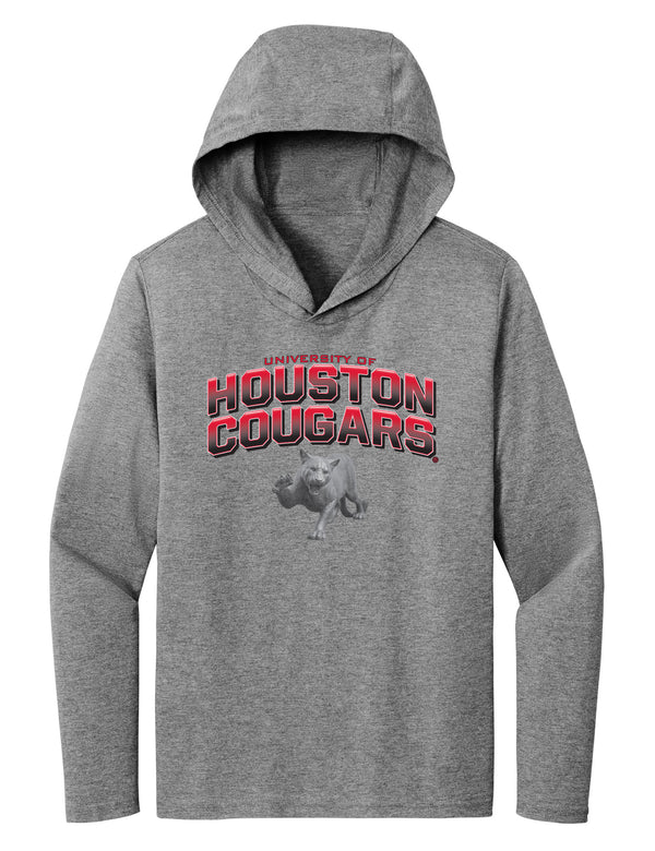 Women's Houston Cougars Long Sleeve Hooded Tee Shirt - Full Color Fade with Cougar