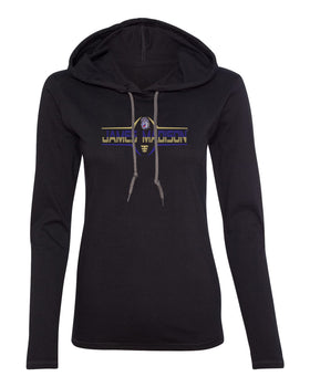 Women's James Madison Dukes Long Sleeve Hooded Tee Shirt - Striped James Madison Football Laces