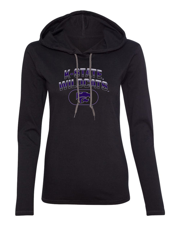 Women's K-State Wildcats Long Sleeve Hooded Tee Shirt - Full Color K-State Wildcats Fade