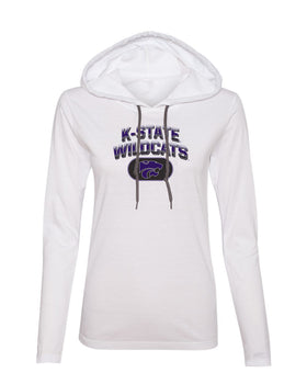 Women's K-State Wildcats Long Sleeve Hooded Tee Shirt - Full Color K-State Wildcats Fade