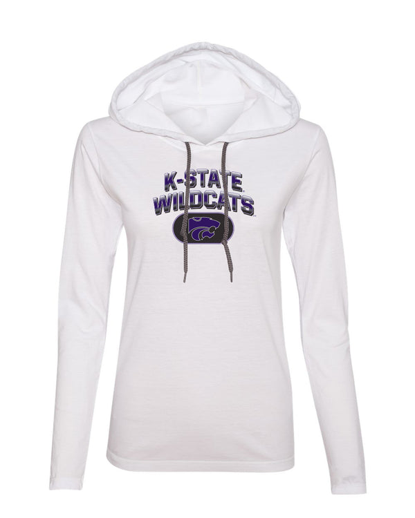 Women's K-State Wildcats Long Sleeve Hooded Tee Shirt - Full Color K-State Wildcats Fade