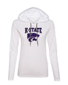 Women's K-State Wildcats Long Sleeve Hooded Tee Shirt - Kansas State Powercat Logo