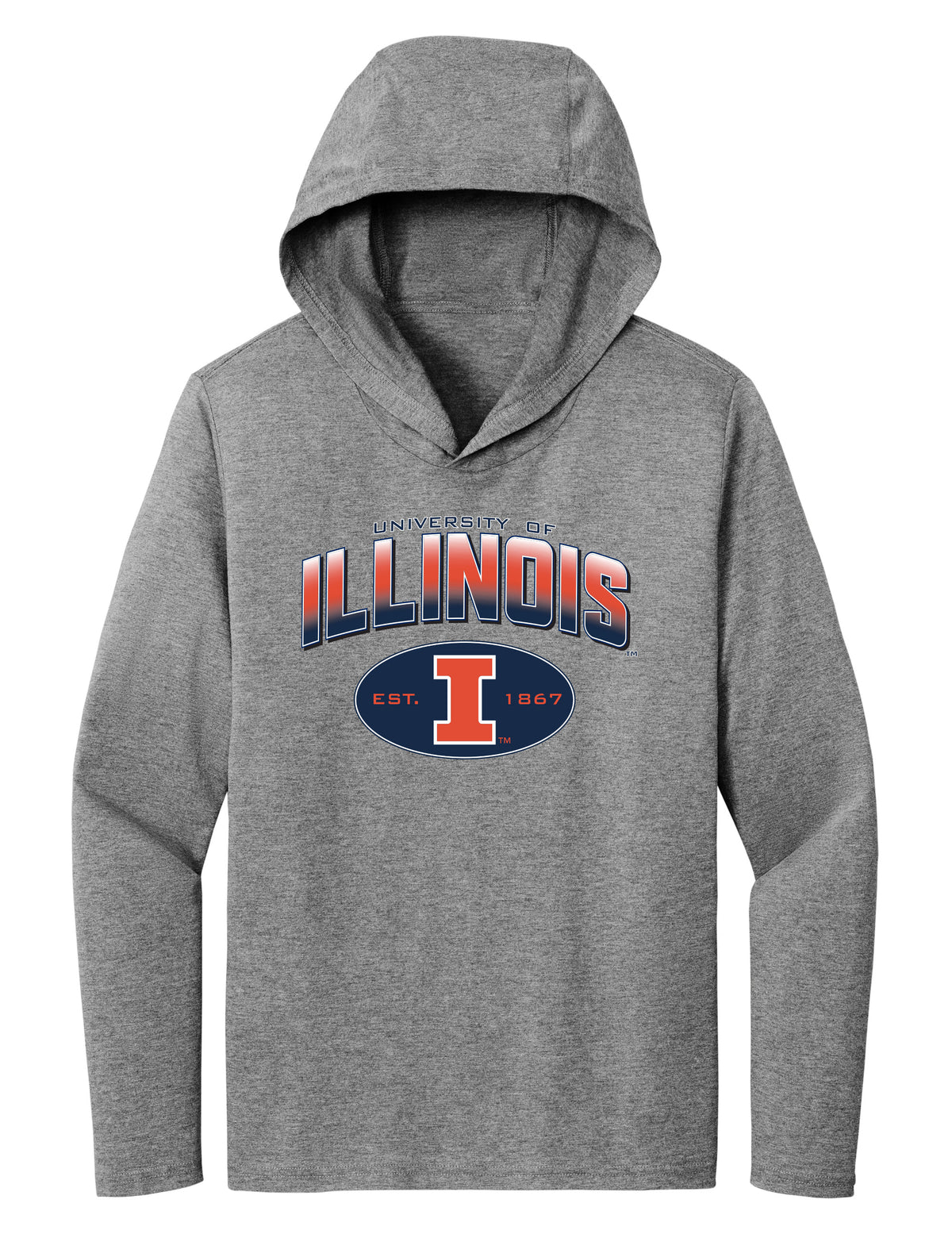 Women's Illinois Fighting Illini Long Sleeve Hooded Tee Shirt - Full Color Fade Illinois Arch