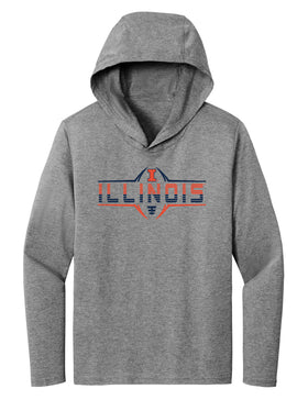 Women's Illinois Fighting Illini Long Sleeve Hooded Tee Shirt - Striped Illinois Football Laces