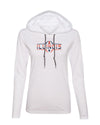 Women's Illinois Fighting Illini Long Sleeve Hooded Tee Shirt - Striped Illinois Football Laces