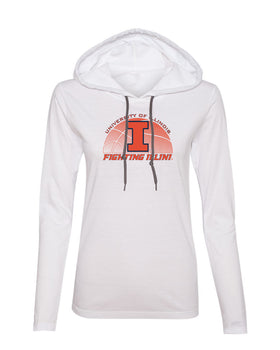 Women's Illinois Fighting Illini Long Sleeve Hooded Tee Shirt - University of Illinois Basketball