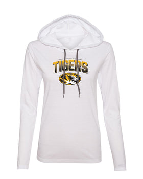 Women's Missouri Tigers Long Sleeve Hooded Tee Shirt - Full Color Fade Tigers Logo