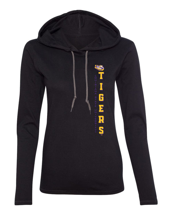 Women's LSU Tigers Long Sleeve Hooded Tee Shirt - Vertical Louisiana State University Tigers