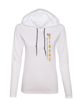 Women's LSU Tigers Long Sleeve Hooded Tee Shirt - Vertical Louisiana State University Tigers