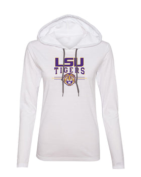 Women's LSU Tigers Long Sleeve Hooded Tee Shirt - LSU Tigers 3-Stripe