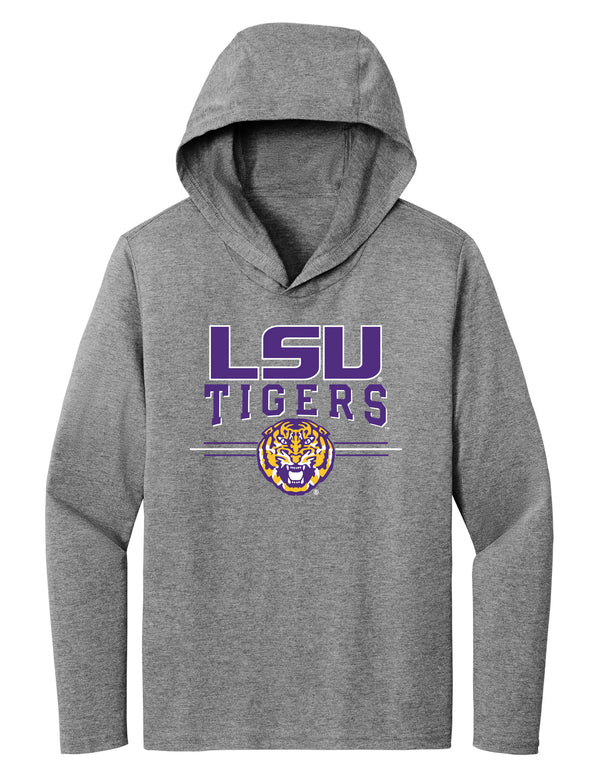 Women's LSU Tigers Long Sleeve Hooded Tee Shirt - LSU Tigers 3-Stripe