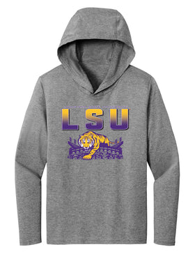 Women's LSU Tigers Long Sleeve Hooded Tee Shirt - LSU Tiger Stadium Full Color Fade