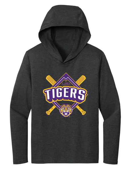 Women's LSU Tigers Long Sleeve Hooded Tee Shirt - LSU Baseball Diamond