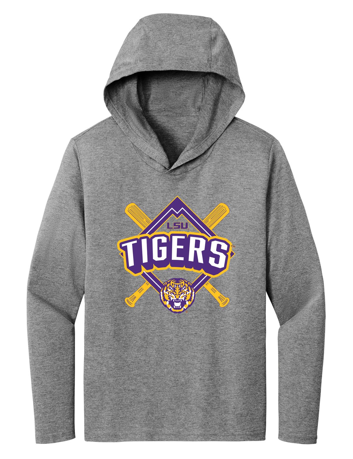 Women's LSU Tigers Long Sleeve Hooded Tee Shirt - LSU Baseball Diamond