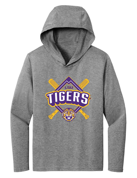 Women's LSU Tigers Long Sleeve Hooded Tee Shirt - LSU Baseball Diamond