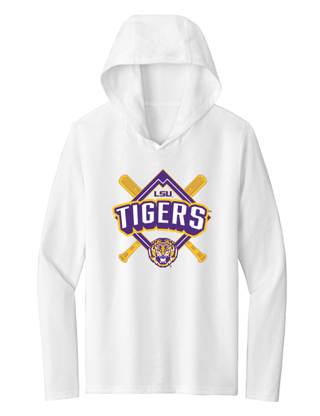 Women's LSU Tigers Long Sleeve Hooded Tee Shirt - LSU Baseball Diamond