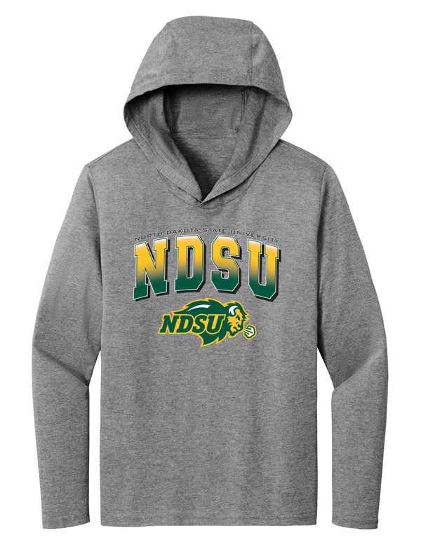 Women's NDSU Bison Long Sleeve Hooded Tee Shirt - Full Color NDSU Fade with Logo