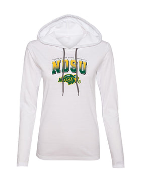 Women's NDSU Bison Long Sleeve Hooded Tee Shirt - Full Color NDSU Fade with Logo