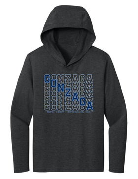 Women's Gonzaga Bulldogs Long Sleeve Hooded Tee Shirt - Diagonal Echo Gonzaga