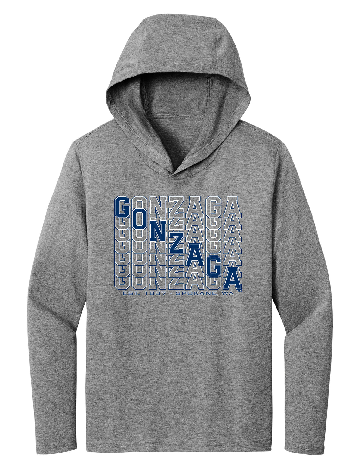 Women's Gonzaga Bulldogs Long Sleeve Hooded Tee Shirt - Diagonal Echo Gonzaga