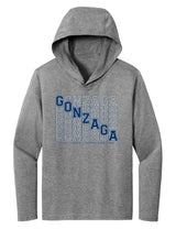 Women's Gonzaga Bulldogs Long Sleeve Hooded Tee Shirt - Diagonal Echo Gonzaga