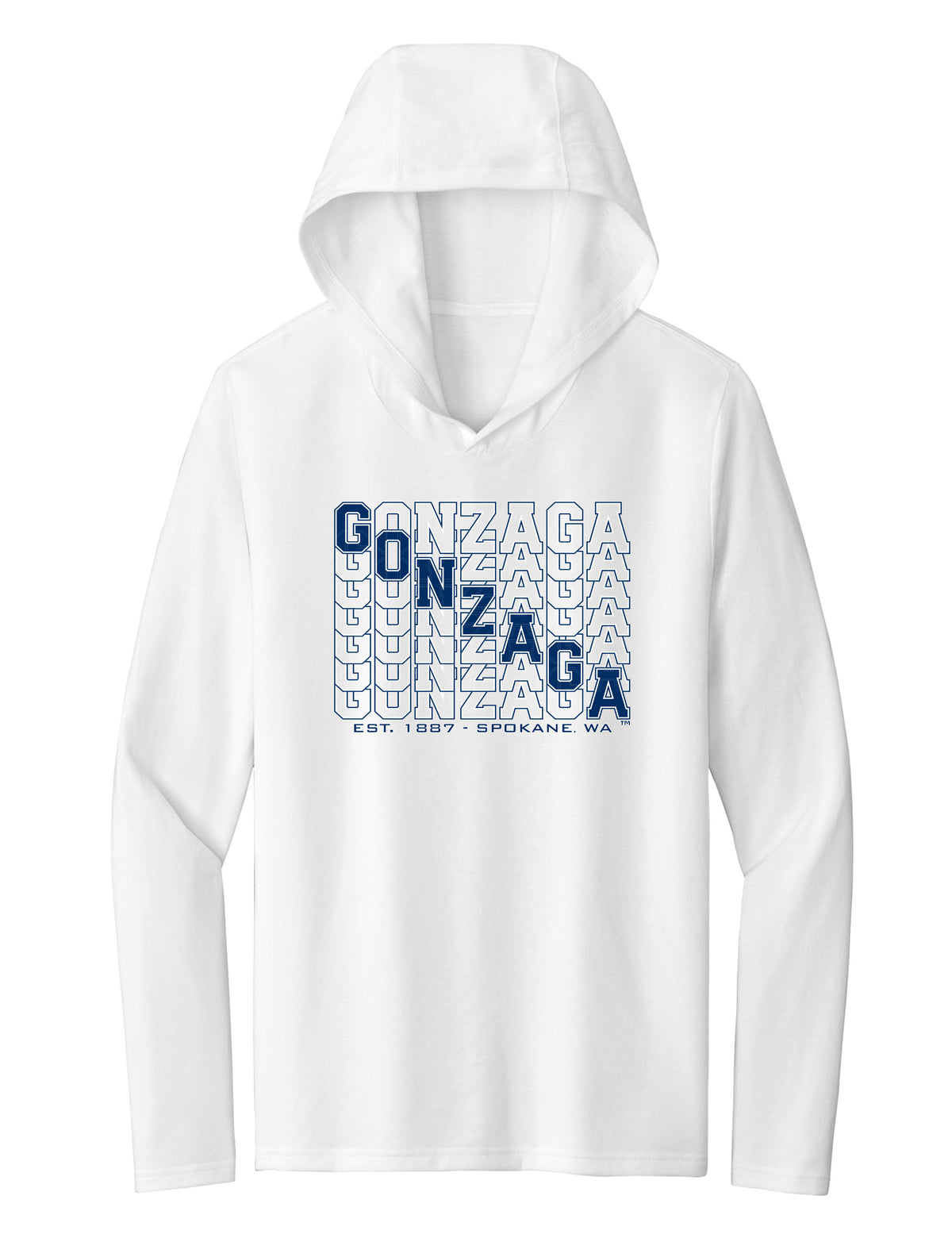 Women's Gonzaga Bulldogs Long Sleeve Hooded Tee Shirt - Diagonal Echo Gonzaga