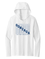 Women's Gonzaga Bulldogs Long Sleeve Hooded Tee Shirt - Diagonal Echo Gonzaga