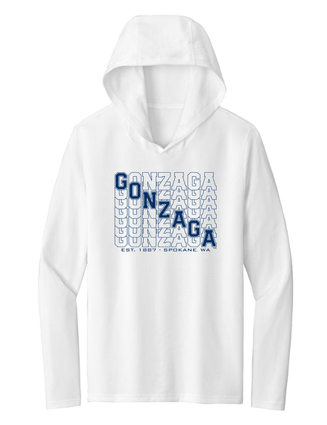 Women's Gonzaga Bulldogs Long Sleeve Hooded Tee Shirt - Diagonal Echo Gonzaga