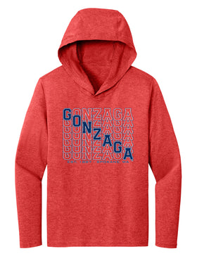 Women's Gonzaga Bulldogs Long Sleeve Hooded Tee Shirt - Diagonal Echo Gonzaga