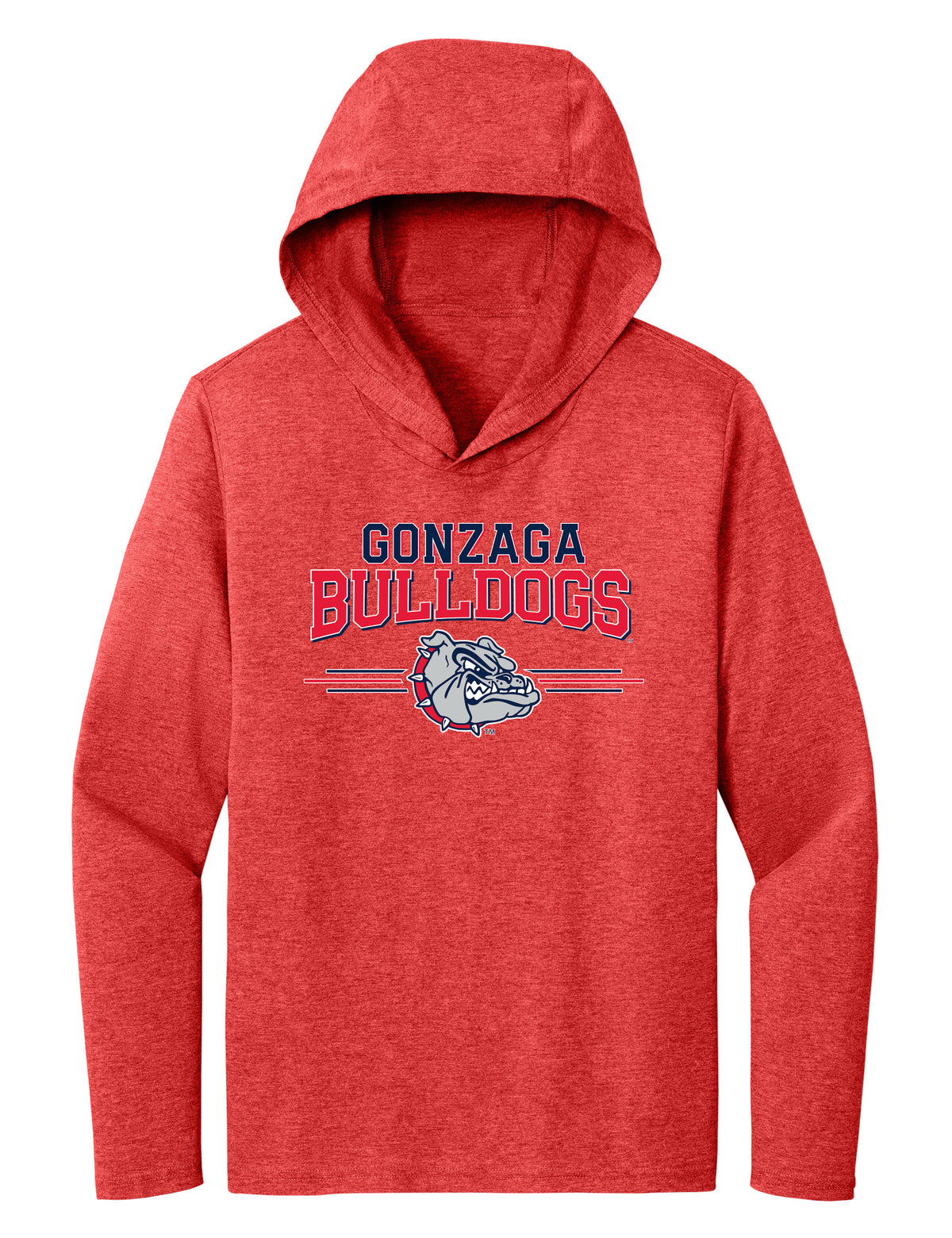 Women's Gonzaga Bulldogs Long Sleeve Hooded Tee Shirt - Gonzaga Bulldogs 3 Stripe