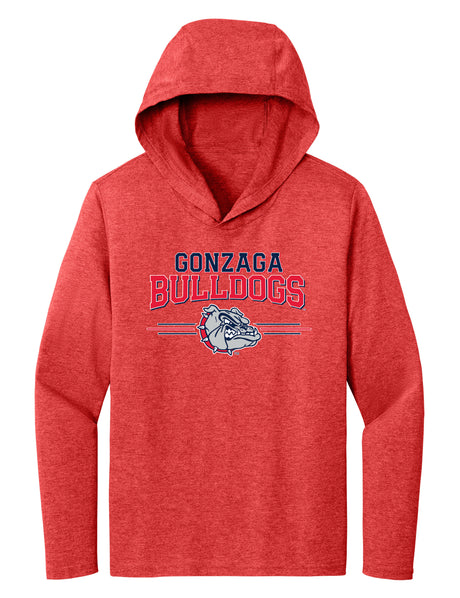 Women's Gonzaga Bulldogs Long Sleeve Hooded Tee Shirt - Gonzaga Bulldogs 3 Stripe