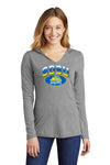 Women's South Dakota State Jackrabbits Long Sleeve Hooded Tee Shirt - SDSU Full Color Fade Plus Primary Logo