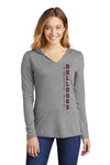 Women's Mississippi State Bulldogs Long Sleeve Hooded Tee Shirt - Vertical MSU Bulldogs