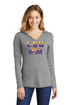 Women's LSU Tigers Long Sleeve Hooded Tee Shirt - LSU Tiger Stadium Full Color Fade