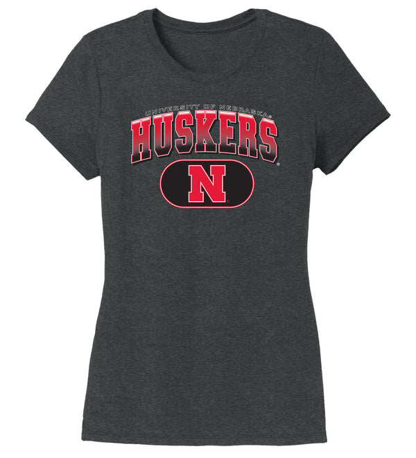 Women's Nebraska Huskers Premium Tri-Blend Tee Shirt - Full Color Huskers Fade with Block N