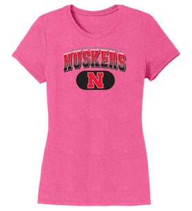 Women's Nebraska Huskers Premium Tri-Blend Tee Shirt - Full Color Huskers Fade with Block N